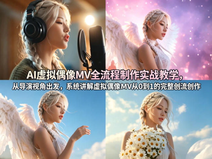 AI虚拟偶像MV全流程制作实战教学，从导演视角出发，系统讲解虚拟偶像MV从0到1的完整创作流程-创领云聚