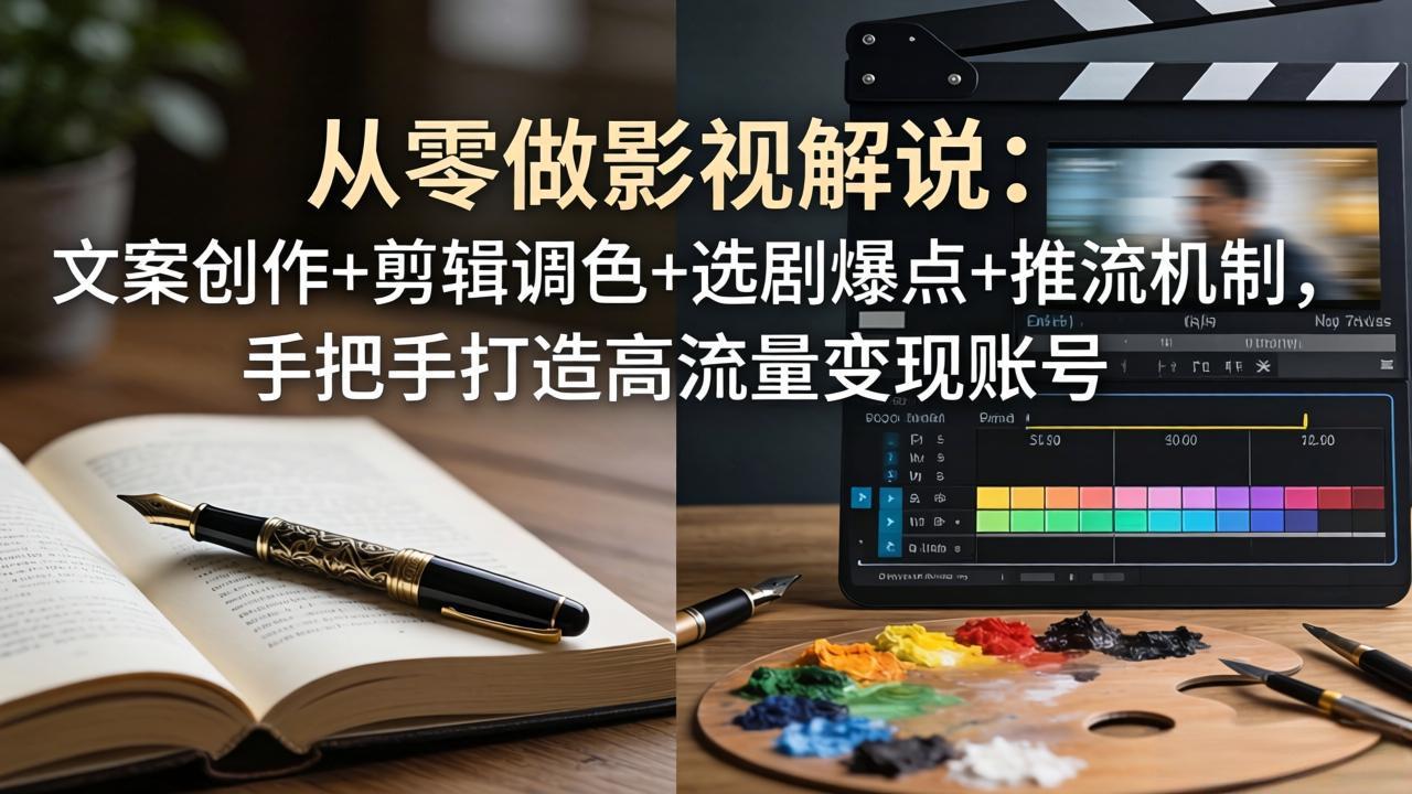从零做影视解说：文案创作+剪辑调色+选剧爆点+推流机制，手把手打造高流量变现账号-吾爱自习网