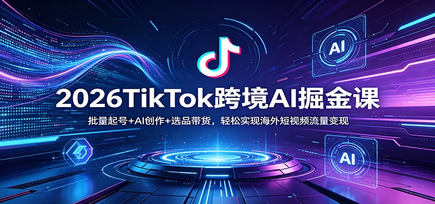 2026TikTok跨境AI掘金课：批量起号+AI创作+选品带货，轻松实现海外短视频流量变现福星网赚创业资源-网赚项目-副业赚钱-互联网创业-资源整合福星网赚资源
