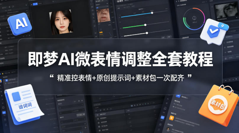 即梦AI微表情调整全套教程，精准控表情+原创提示词+素材包一次配齐-我爱发帖