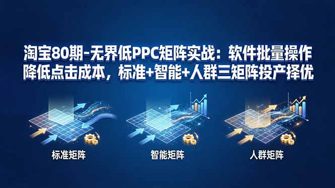 淘宝80期-无界低PPC矩阵实战：软件批量操作降低点击成本，标准+智能+人群三矩阵投产择优-我爱发帖