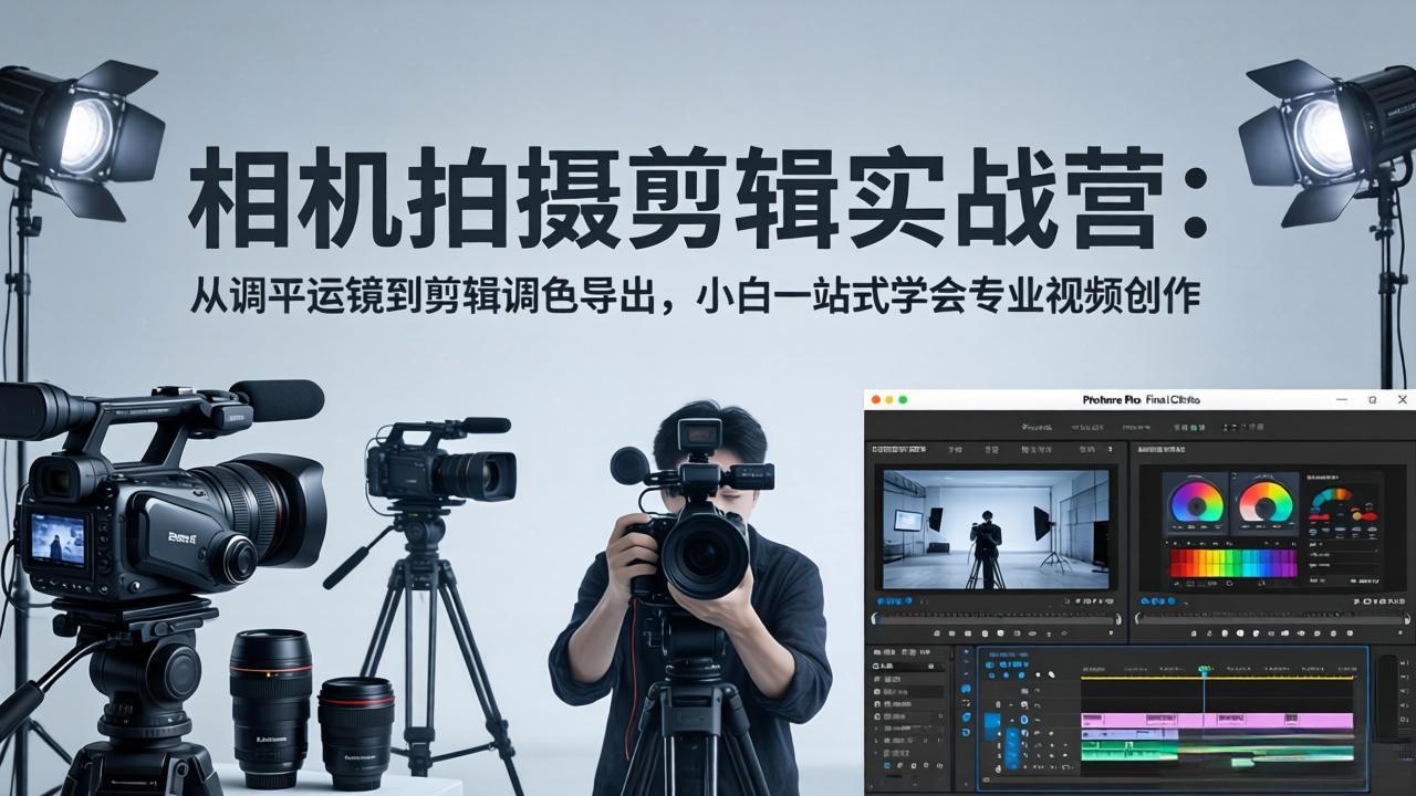 相机拍摄剪辑实战营：从调平运镜到剪辑调色导出，小白一站式学会专业视频创作-我爱发帖