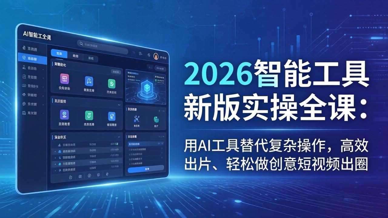 2026智能工具新版实操全课:用AI工具替代复杂操作,高效出片、轻松做创意短视频出圈-卡益网激活码商城