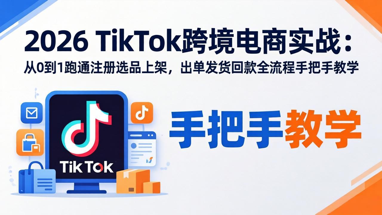 2026TikTok跨境电商实战-更新：从0到1跑通注册选品上架，出单发货回款全流程手把手教学-我爱发帖