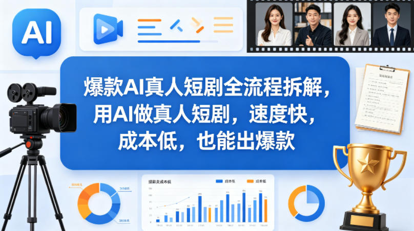 爆款AI真人短剧全流程拆解，用AI做真人短剧，速度快，成本低，也能出爆款网络赚钱,项目资源网,副业资源网,兼职项目,网赚课程-副业赚钱-互联网创业-独家轻创IP大圣网创