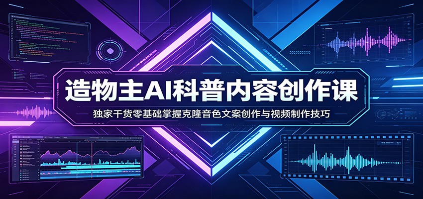 AI科普内容创作课：独家干货零基础掌握克隆音色文案创作与视频制作技巧-吾爱自习网