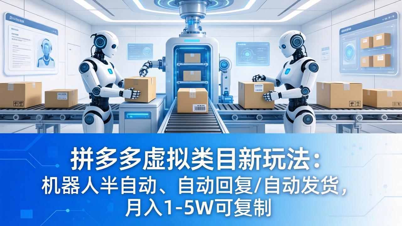 拼多多虚拟类目新玩法：机器人半自动、自动回复 /自动发货，月入 1-5W 可复制-我爱发帖