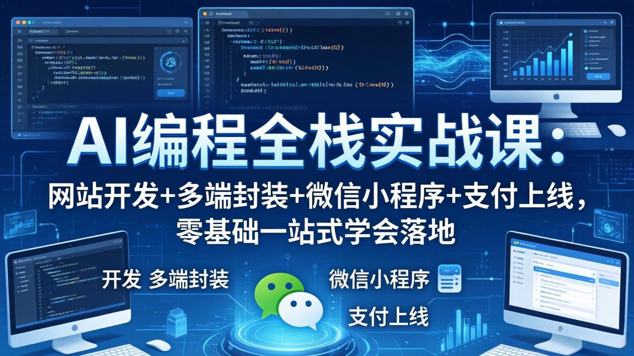 AI编程全栈实战课：网站开发+多端封装+微信小程序+支付上线，零基础一站式学会落地-小艾项目网