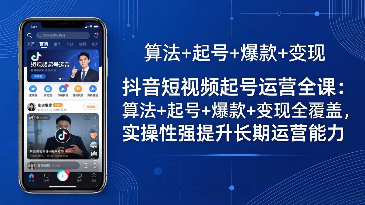 抖音短视频起号运营全课：算法+起号+爆款+变现全覆盖，实操性强提升长期运营能力-小艾项目网