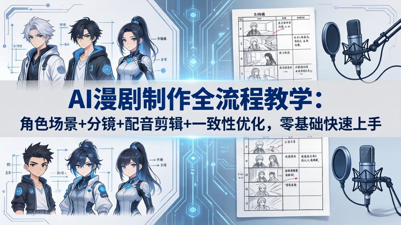 AI漫剧制作全流程教学：角色场景+分镜+配音剪辑+一致性优化，零基础快速上手-小艾项目网