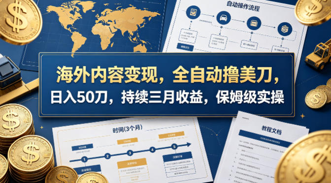 海外内容变现，全自动撸美刀，日入50刀，持续三月收益，保姆级实操【揭秘】-小艾项目网