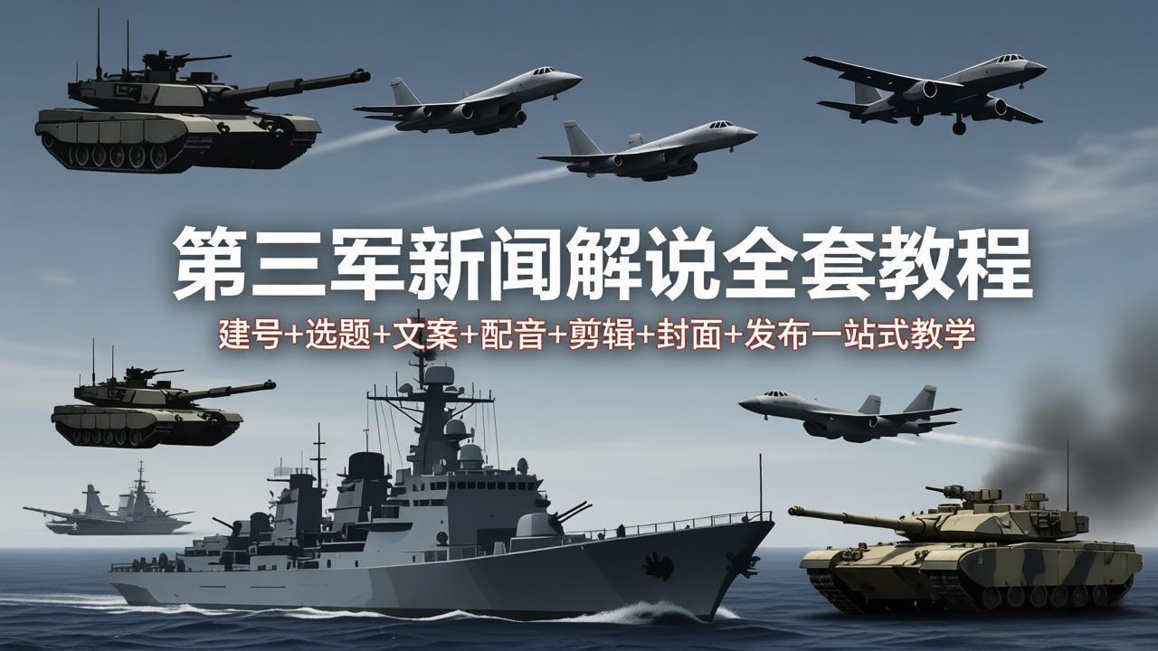 第三军迷新闻解说全套教程：建号+选题+文案+配音+剪辑+封面+发布一站式教学-小艾项目网