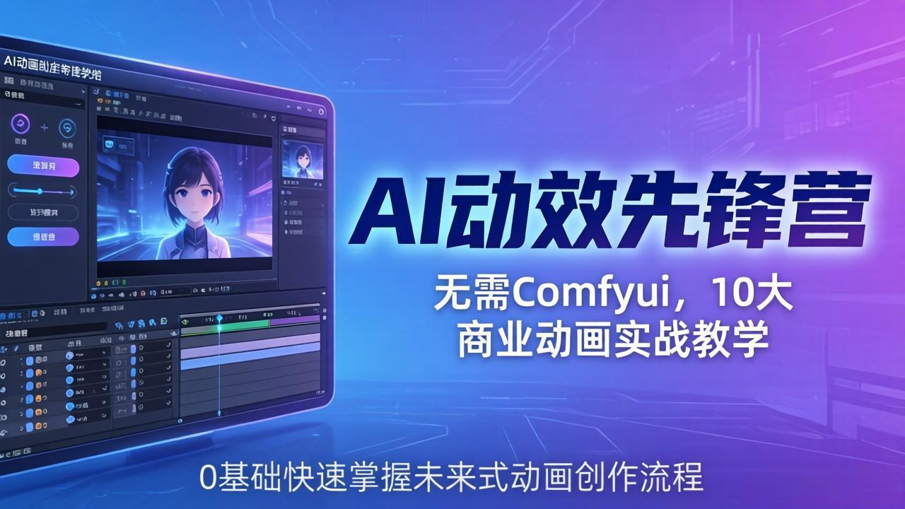 AI 动效先锋营：无需Comfyui，10大商业动画实战教学，0基础快速掌握未来式动画创作流程-小艾项目网