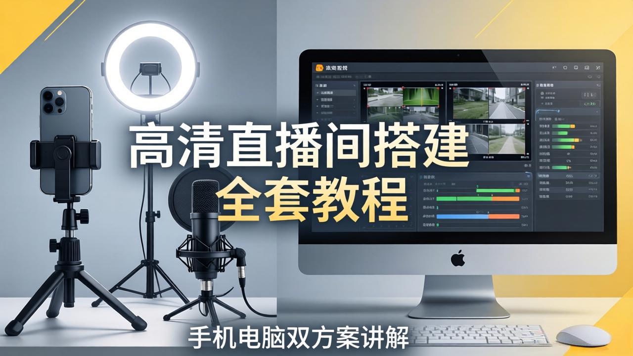 高清直播间搭建全套教程，手机电脑双方案讲解，设备选型调试多机位实操教学-我爱发帖