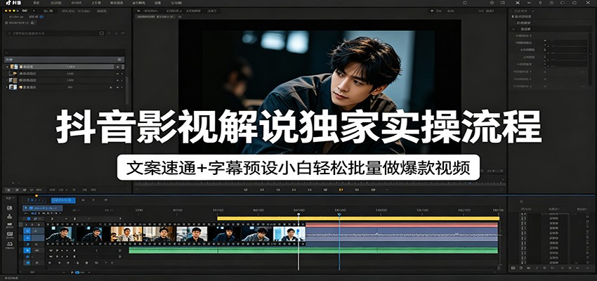 抖音影视解说独家实操流程，文案速通+字幕预设小白轻松批量做爆款视频-我爱发帖