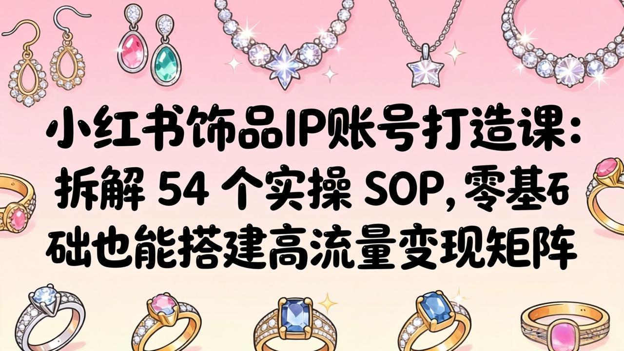 小红书饰品IP账号打造课：拆解 54 个实操 SOP，零基础也能搭建高流量变现矩阵-新时光资源网