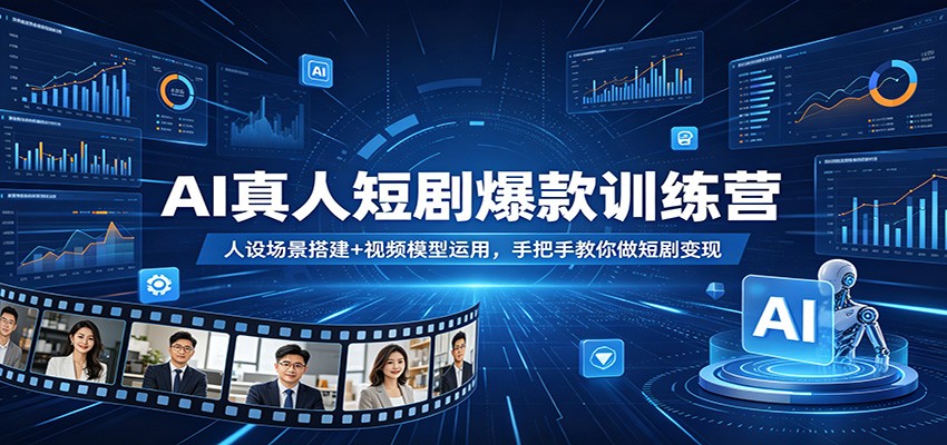 AI真人短剧爆款训练营：人设场景搭建+视频模型运用，手把手教你做短剧变现-云推网创项目库
