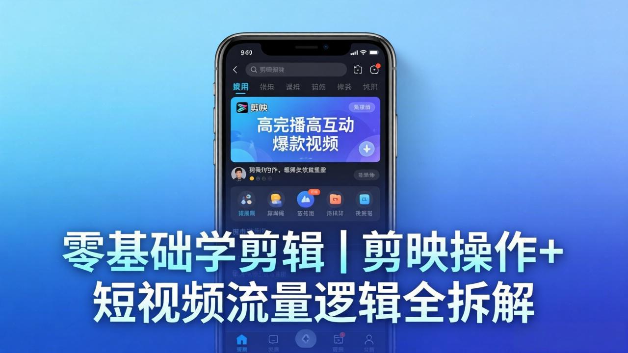 【零基础学剪辑】剪映操作+短视频流量逻辑全拆解｜手把手教你剪出高完播高互动爆款视频-我爱发帖