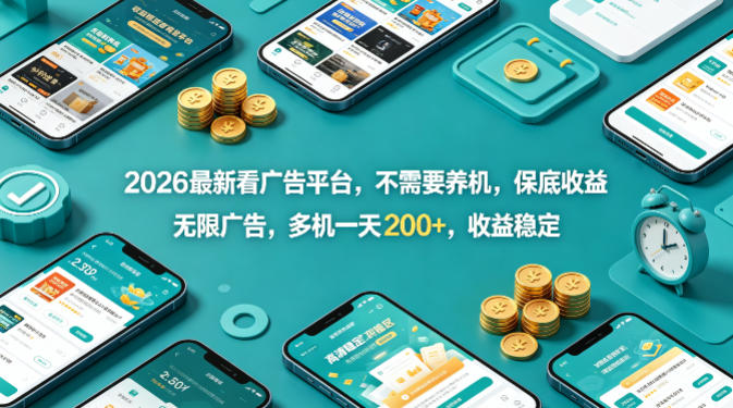 2026最新看广告平台，不需要养机，保底收益，无限广告，多机一天200+，收益稳定【揭秘】-我爱发帖