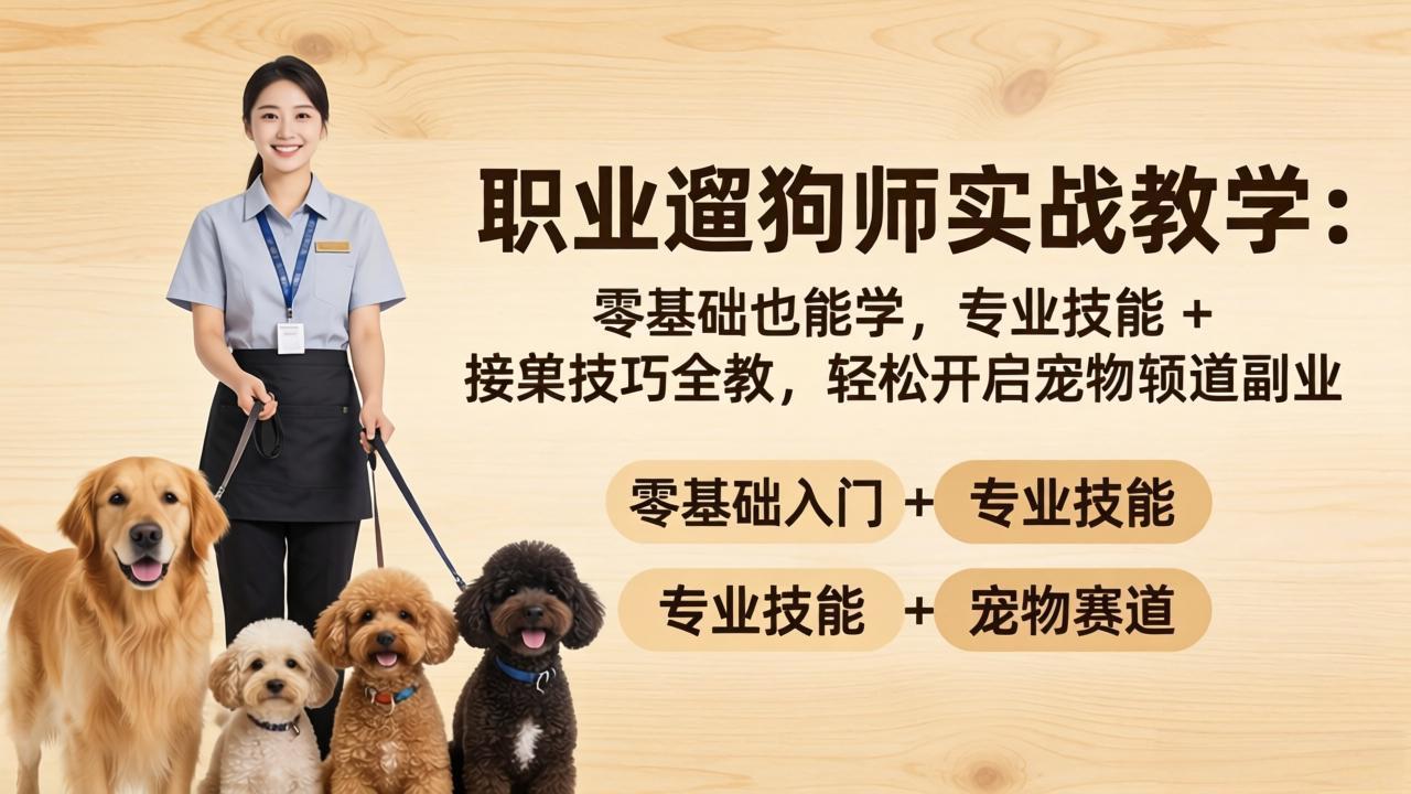 职业遛狗师实战教学：零基础也能学，专业技能 + 接单技巧全教，轻松开启宠物赛道副业-我爱发帖