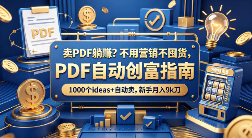 卖PDF躺賺？不用营销不囤货，PDF自动创富指南，1000个ideas+自动卖，新手月入9k刀【原创双语字幕】-我爱发帖