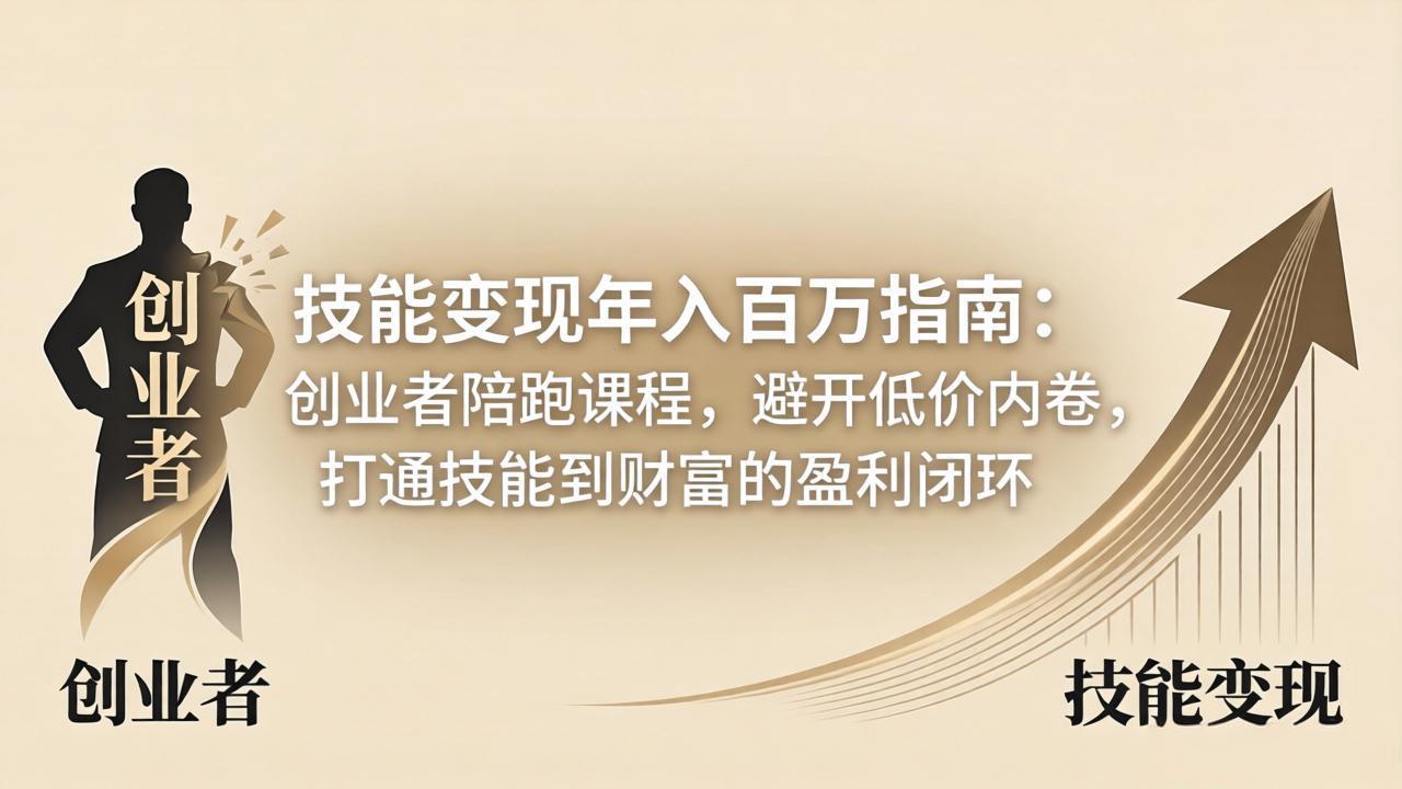 技能变现年入百万指南：创业者陪跑课程，避开低价内卷，打通技能到财富的盈利闭环-旺仔资源库