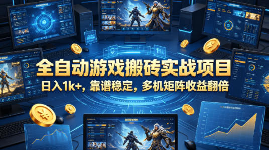 全自动游戏搬砖实战项目，日入1k+，靠谱稳定，多机矩阵收益翻倍【揭秘】福星网赚创业资源-网赚项目-副业赚钱-互联网创业-资源整合福星网赚资源