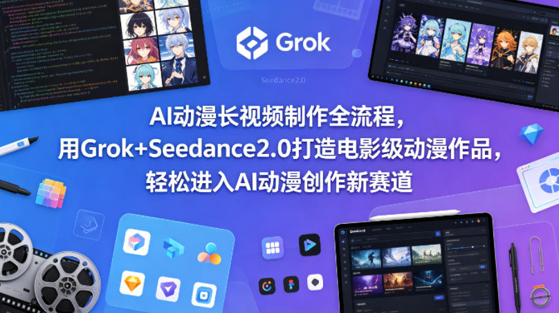AI动漫长视频制作全流程，用Grok+Seedance2.0打造电影级动漫作品，轻松进入AI动漫创作新赛道福星网赚创业资源-网赚项目-副业赚钱-互联网创业-资源整合福星网赚资源