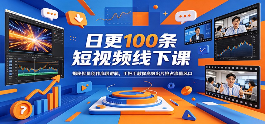 日更100条短视频线下课：揭秘批量创作底层逻辑，手把手教你高效出片抢占流量风口福星网赚创业资源-网赚项目-副业赚钱-互联网创业-资源整合福星网赚资源