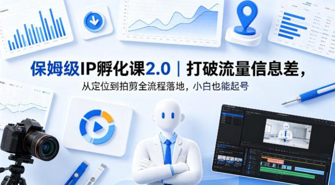 保姆级IP孵化课2.0｜打破流量信息差，从定位到拍剪全流程落地，小白也能起号-云推网创项目库