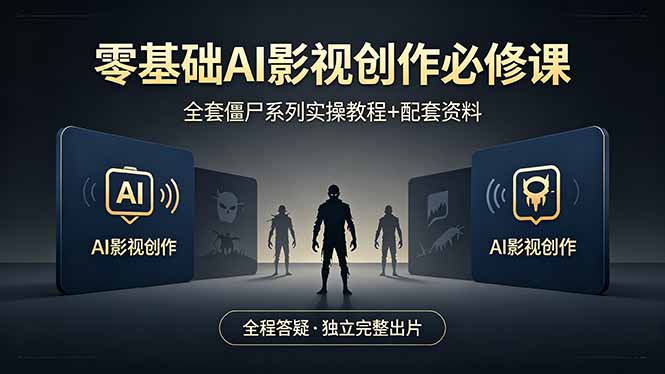 零基础AI影视创作必修课，全套僵尸系列实操教程加配套资料，全程答疑带你独立完整出片-吾爱自习网