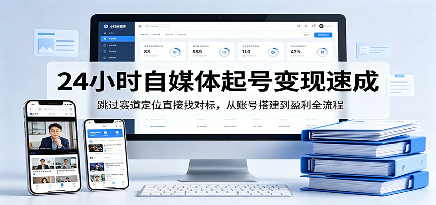 24小时自媒体起号变现速成，跳过赛道定位直接找对标，从账号搭建到盈利全流程福星网赚创业资源-网赚项目-副业赚钱-互联网创业-资源整合福星网赚资源