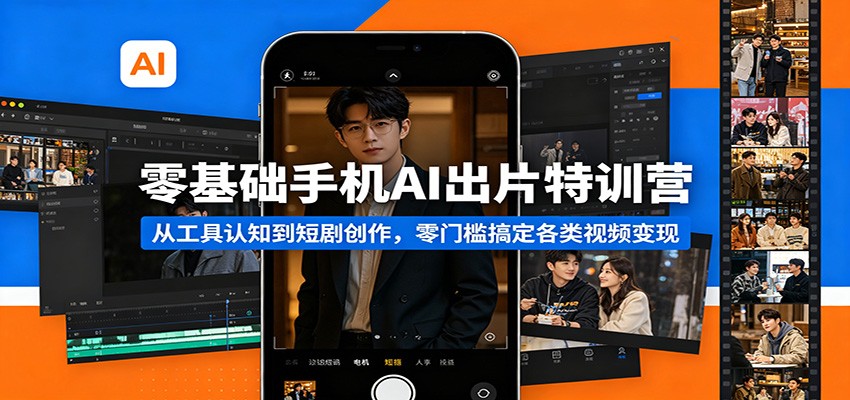 零基础手机AI出片特训营：从工具认知到短剧创作，零门槛搞定各类视频变现福星网赚创业资源-网赚项目-副业赚钱-互联网创业-资源整合福星网赚资源