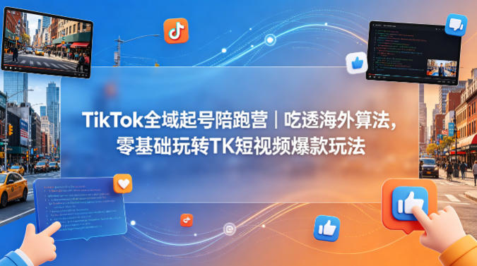 TikTok全域起号陪跑营｜吃透海外算法，零基础玩转TK短视频爆款玩法-我爱发帖