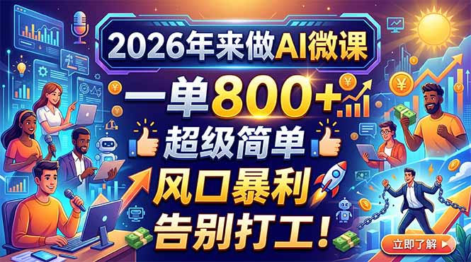 2026年来做AI微课，一单800+，超级简单，风口暴利，告别打工！-我爱发帖