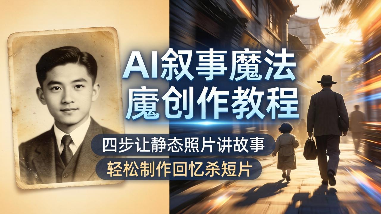 AI叙事魔法创作教程，四步让静态照片讲故事，老照片修复加动态特效，轻松制作回忆杀短片福星网赚创业资源-网赚项目-副业赚钱-互联网创业-资源整合福星网赚资源