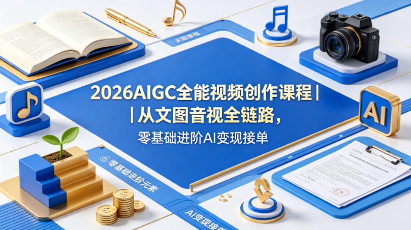2026AIGC全能视频创作课程｜从文图音视全链路，零基础进阶AI变现接单-我爱发帖