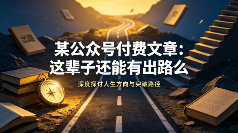某公众号付费文章：这辈子还能有出路么福星网赚创业资源-网赚项目-副业赚钱-互联网创业-资源整合福星网赚资源
