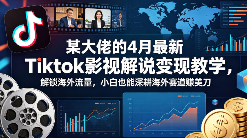 某大佬的4月最新Tiktok影视解说变现教学，解锁海外流量，小白也能深耕海外赛道賺美刀-吾爱自习网
