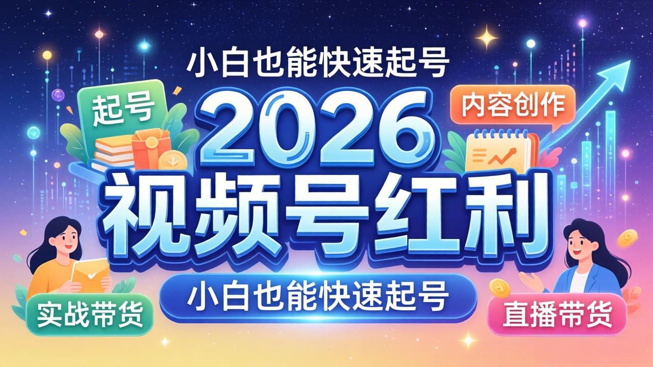 2026视频号红利实战营，大佬亲授起号、内容、直播、IP、投流、私域、矩阵全套落地打法福星网赚创业资源-网赚项目-副业赚钱-互联网创业-资源整合福星网赚资源