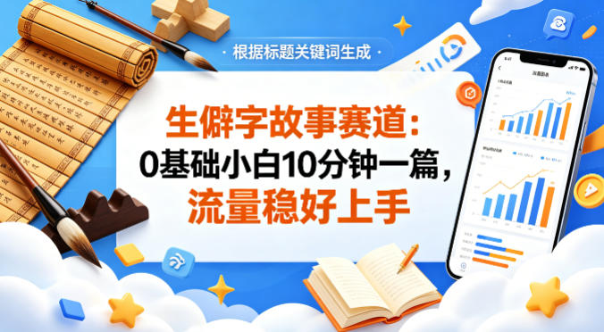 公众号流量主——生僻字故事赛道，流量稳，好上手，0基础小白也能10分钟一篇-吾爱自习网