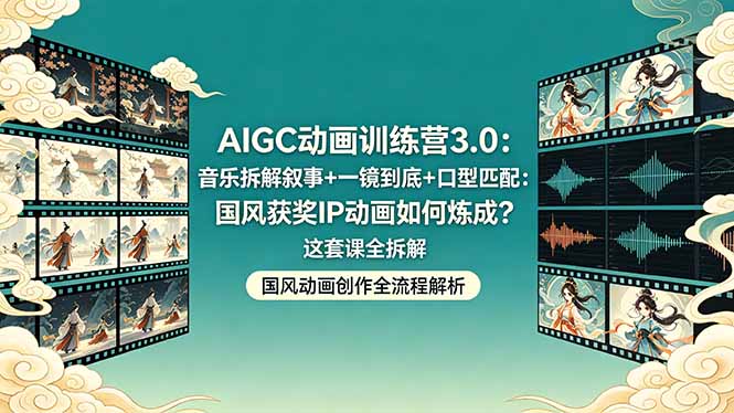AIGC动画训练营3.0：音乐拆解叙事+一镜到底+口型匹配：国风获奖IP动画如何炼成？这套课全拆解-吾爱自习网