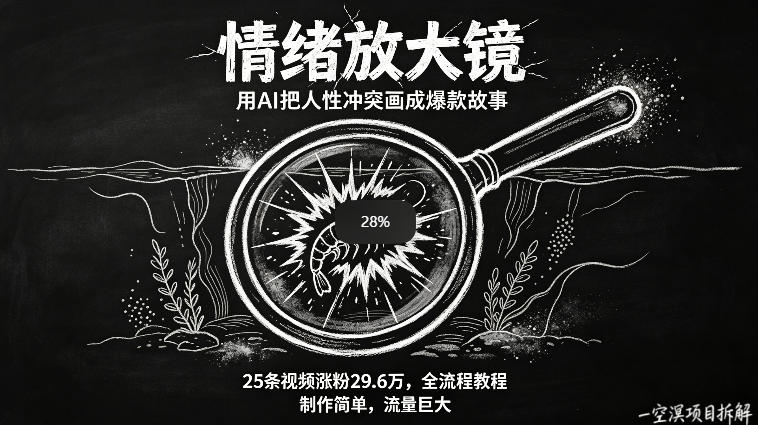 AI制作“情绪放大镜“视频，25条视频涨粉29.6W粉，流量巨大，制作简单，全流程教程-我爱发帖