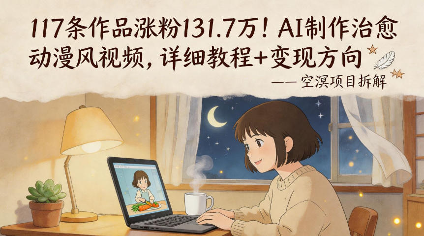 117条作品涨粉131.7W！AI制作治愈动漫风视频，详细教程+变现方向福星网赚创业资源-网赚项目-副业赚钱-互联网创业-资源整合福星网赚资源