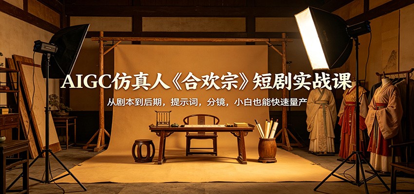 AIGC仿真人《合欢宗》短剧实战课：从剧本到后期，提示词，分镜，小白也能快速量产-旺仔资源库