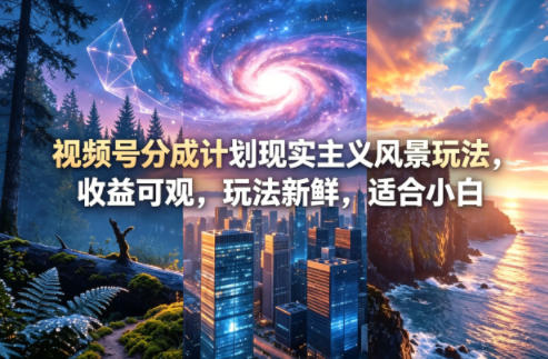 视频号分成计划现实主义风景玩法，收益可观，玩法新鲜，适合小白-旺仔资源库