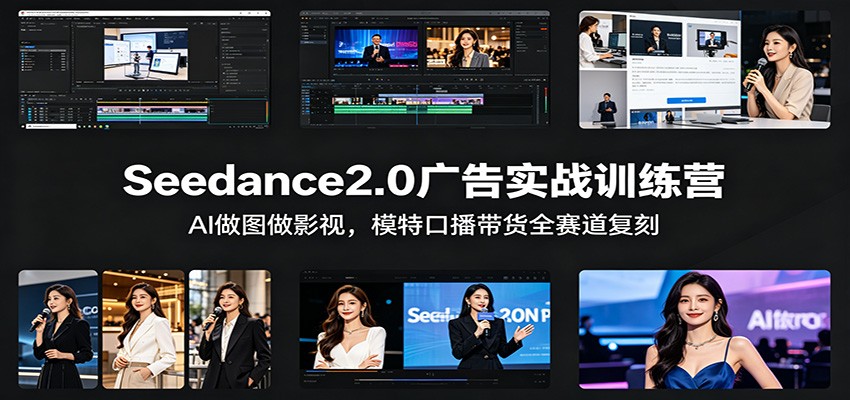 Seedance2.0广告实战训练营：AI做图做影视，模特口播带货全赛道复刻-吾爱自习网