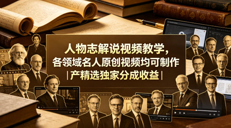 人物志解说视频教学，各领域名人原创视频均可制作丨精选独家分成收益(更新0430)-旺仔资源库