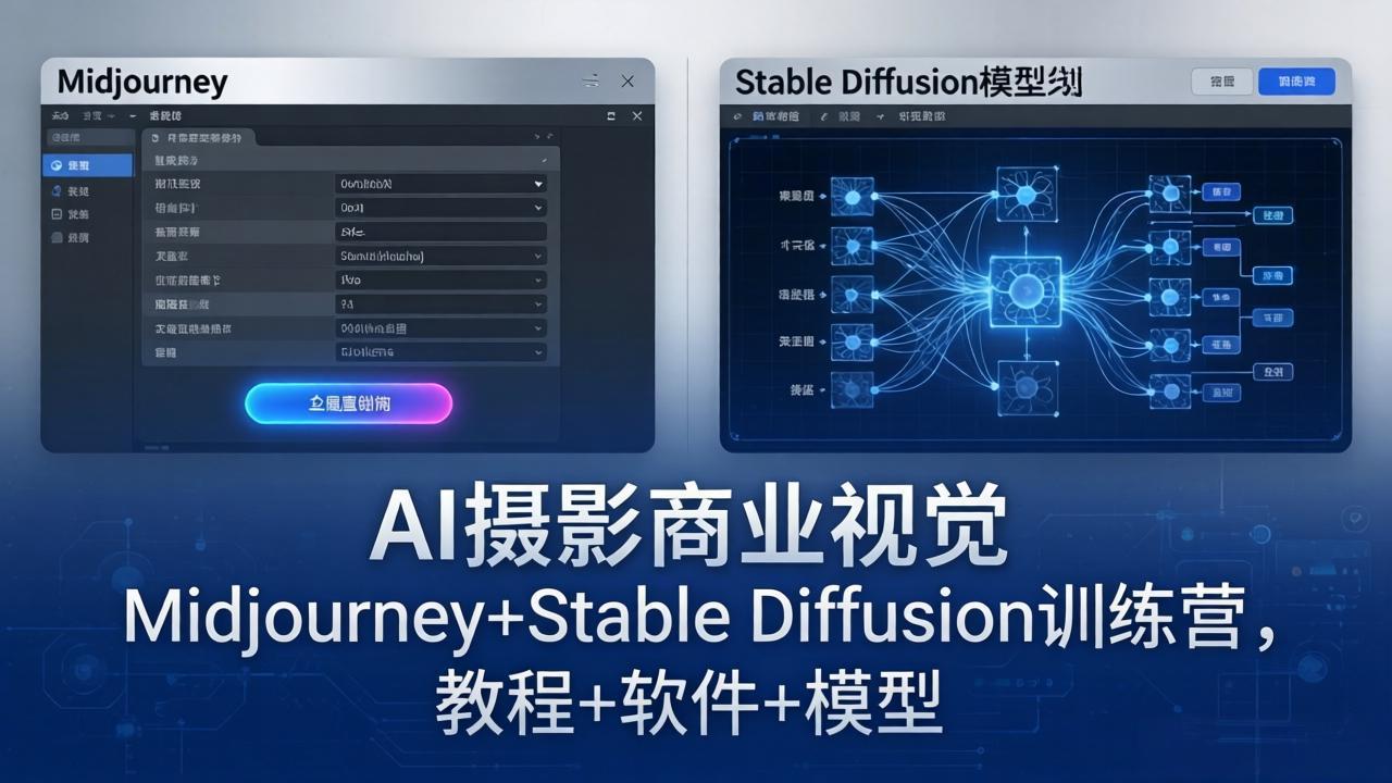 AI摄影商业视觉Midjourney+Stable Diffusion训练营，教程+软件+模型-世界代码分享网