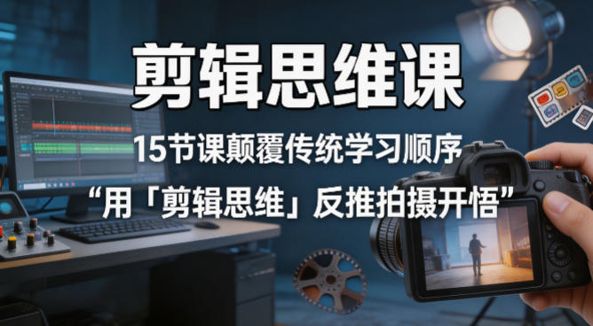 剪辑思维课，15节课颠覆传统学习顺序用「剪辑思维」反推拍摄开悟-吾爱自习网